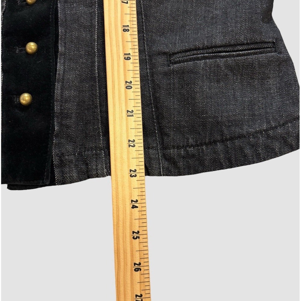 Lauren Jeans Co Ralph Lauren Women's Large Black Denim Jacket Velvet Trim - Picture 4 of 10
